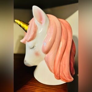 Pink white large unicorn bank  NO CHIPS